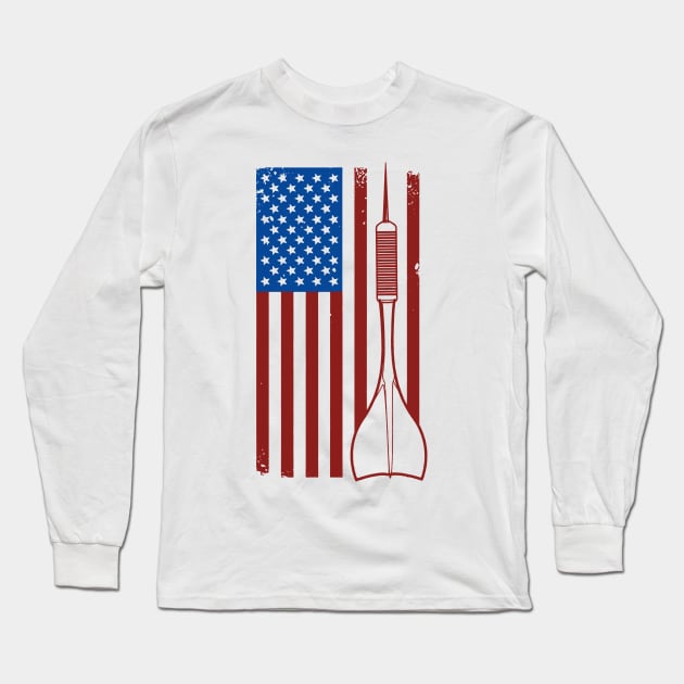 Darts USA Pride America Flag Arrow Patriot Gift Long Sleeve T-Shirt by MrTeee